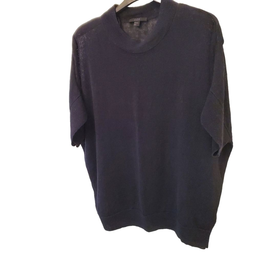 COS Medium Linen Silk Blend Short Sleeve Top Lagenlook Sheer - Picture 3 of 10